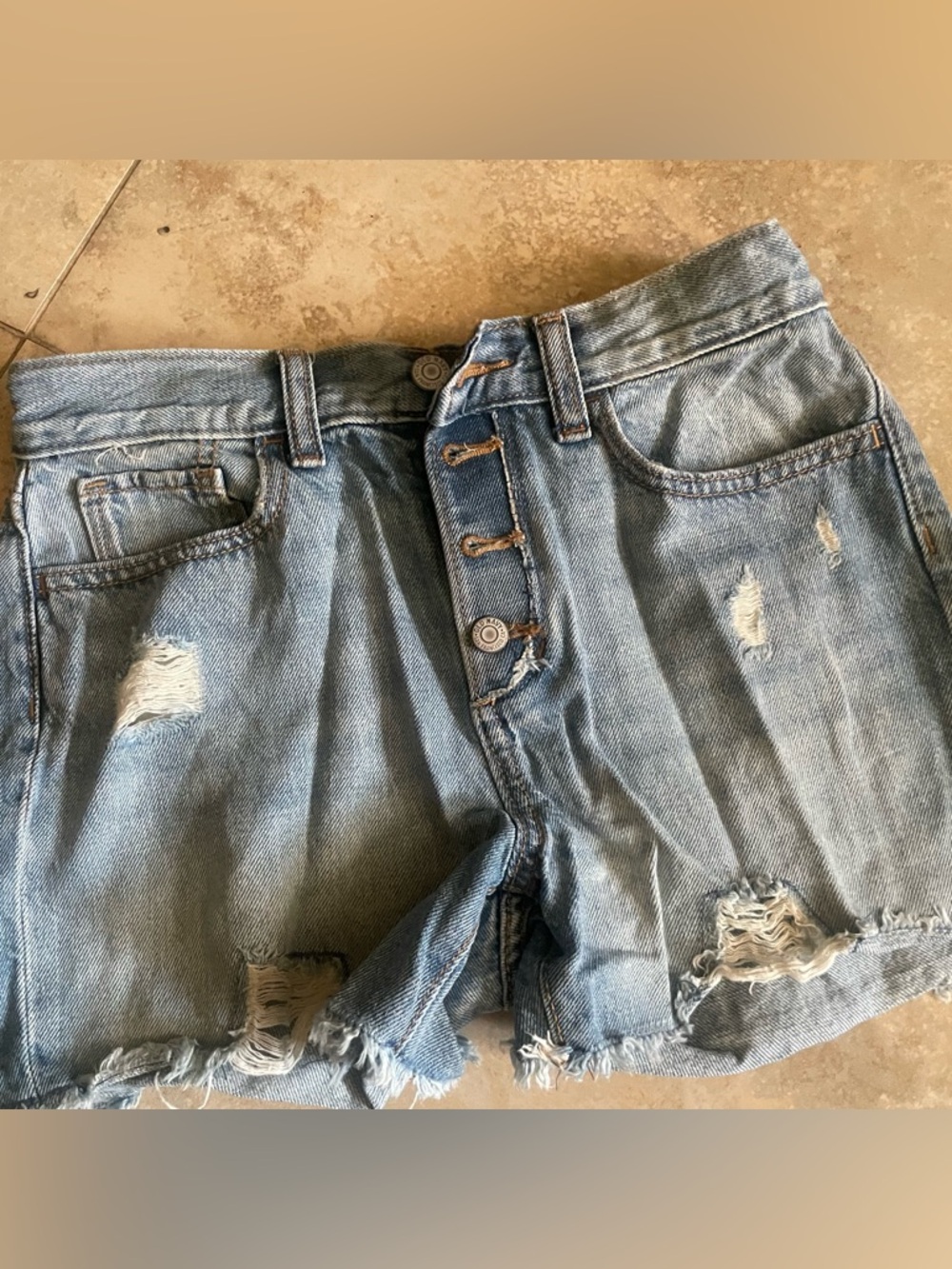 Relaxed Light Blue Distressed Girls Jeans Shorts